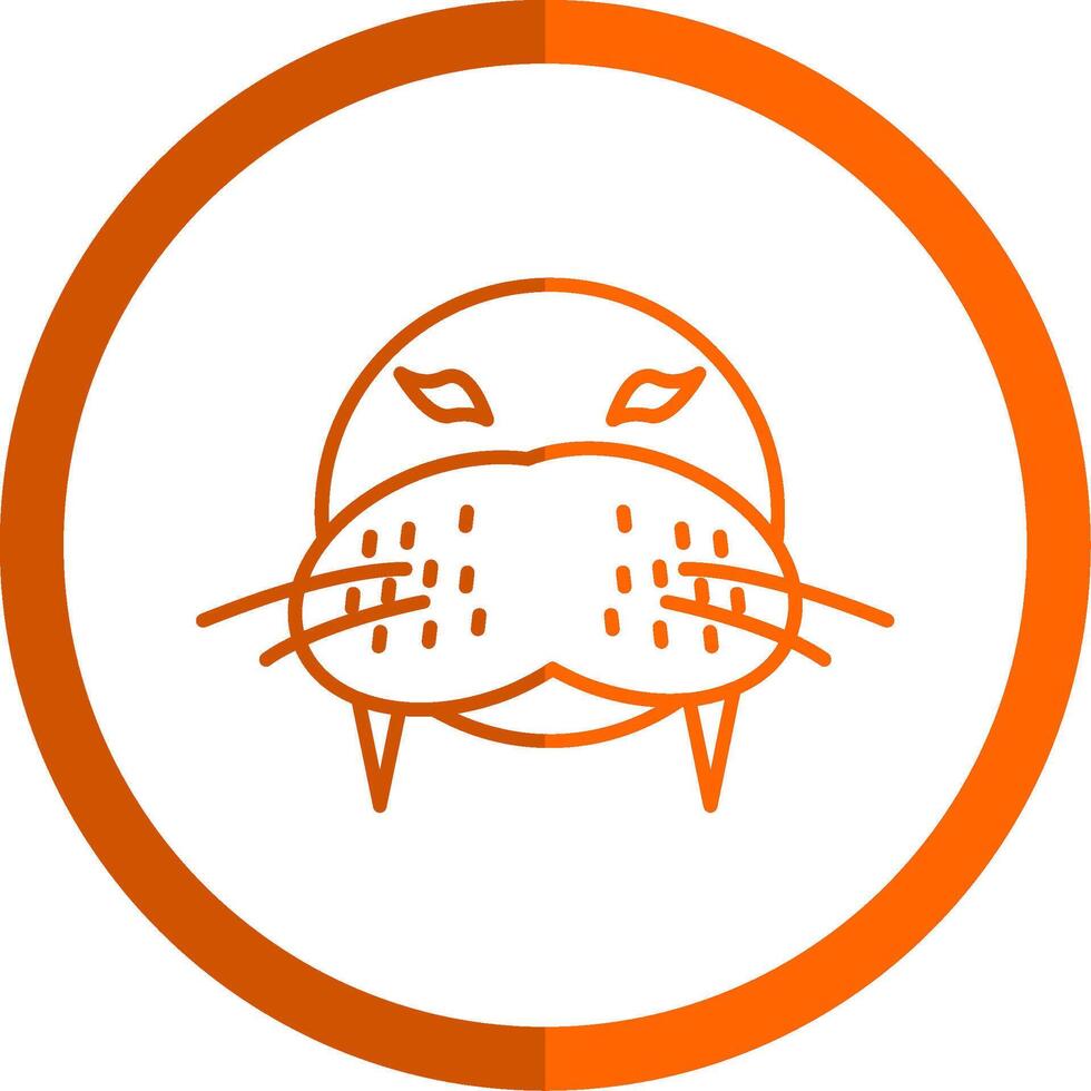 Walrus Line Orange Circle Icon vector