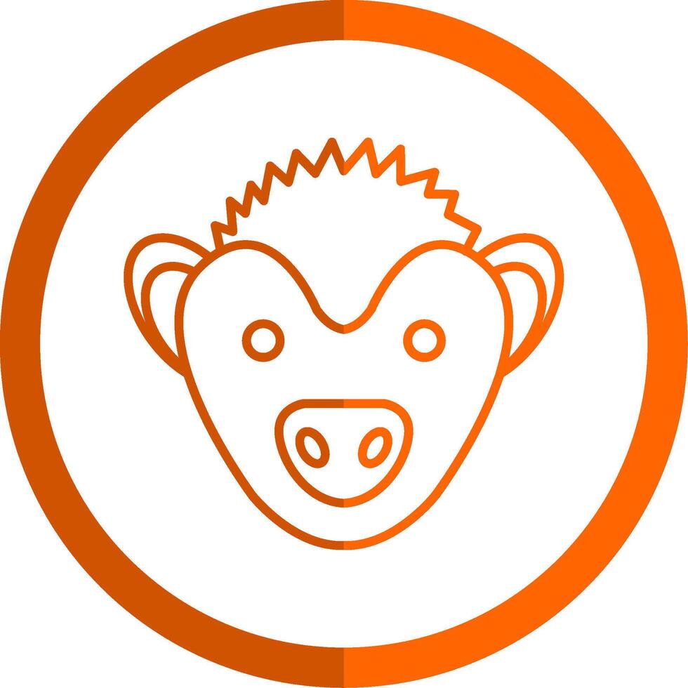 Hedgehog Line Orange Circle Icon vector