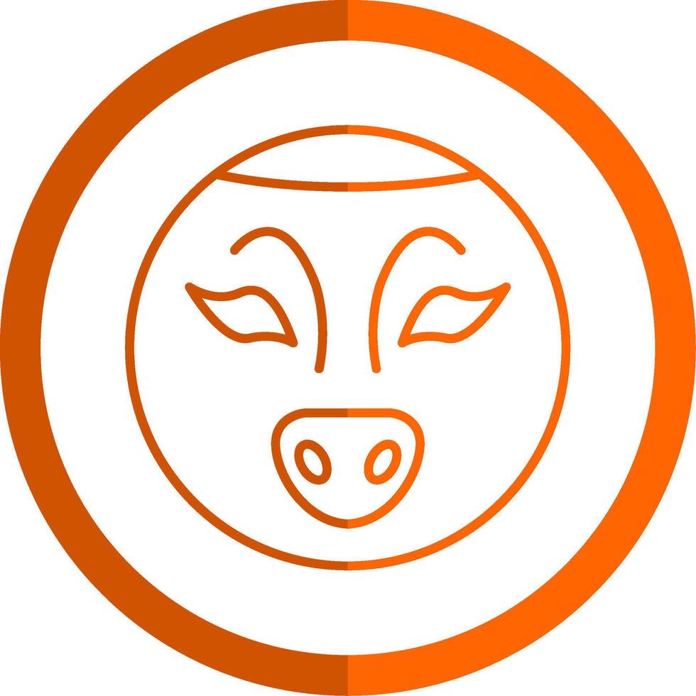 Sloth Line Orange Circle Icon vector