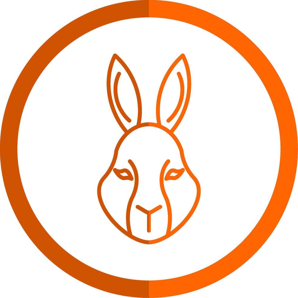 Rabbit Line Orange Circle Icon vector