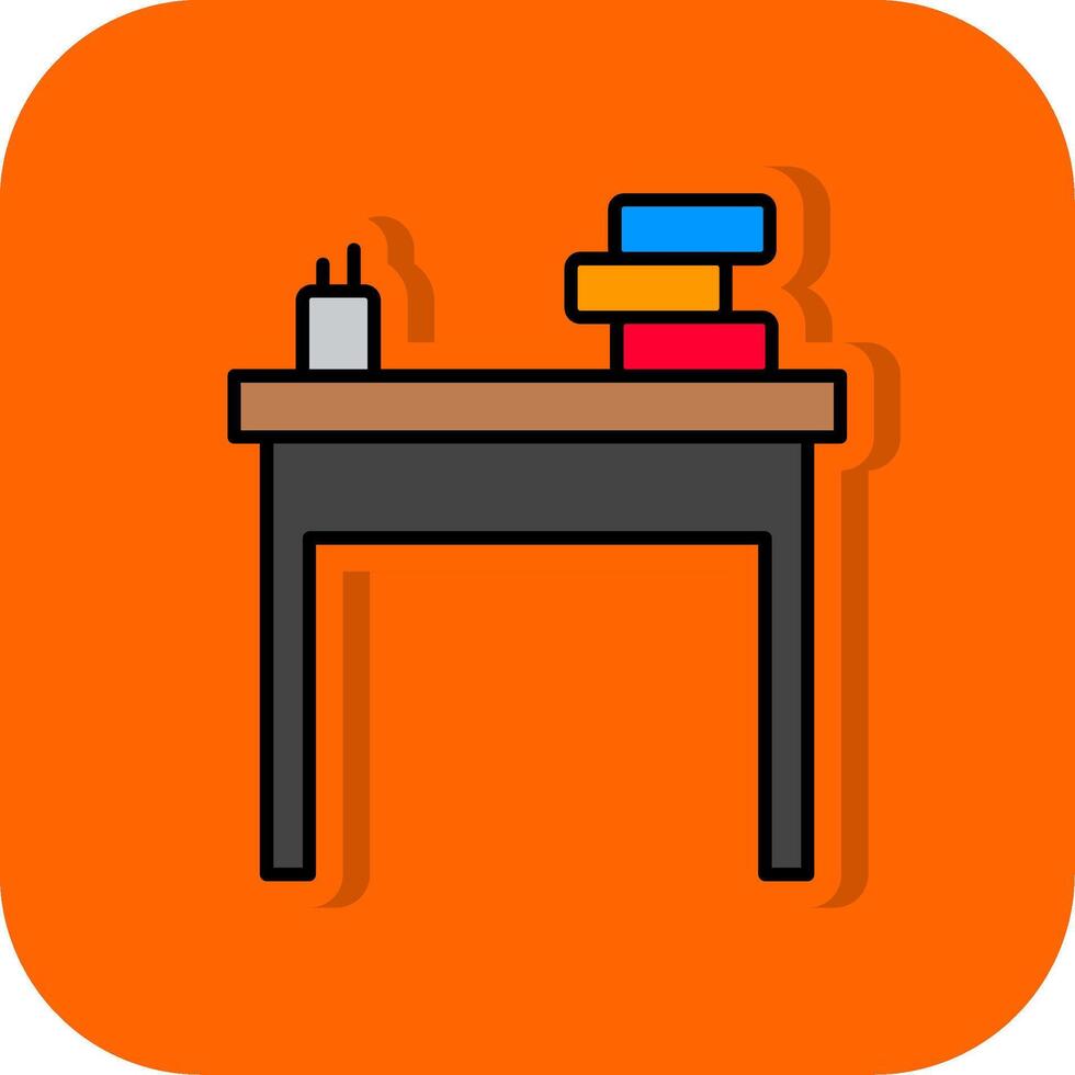 School Desk Filled Orange background Icon vector