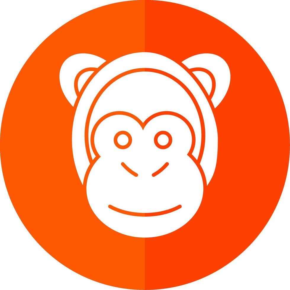 Monkey Glyph Red Circle Icon vector