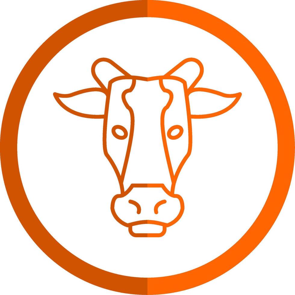 vaca línea naranja circulo icono vector