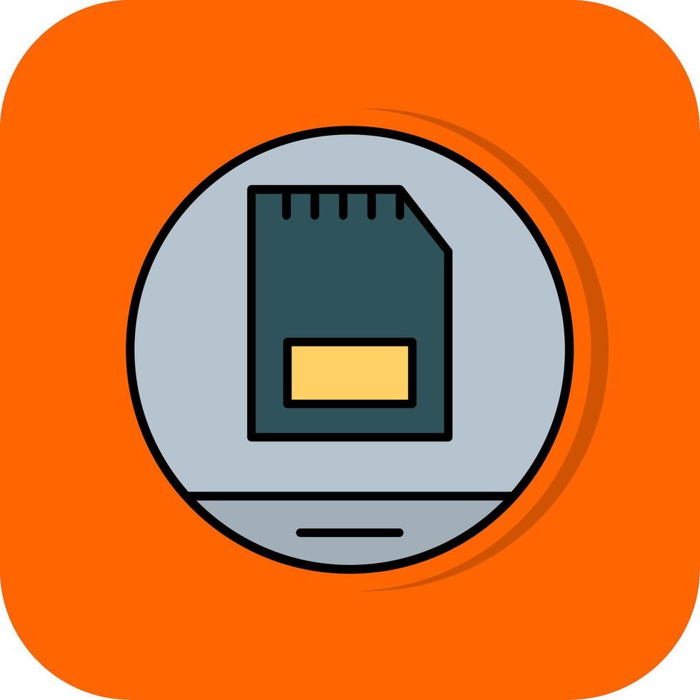 memoria tarjeta lleno naranja antecedentes icono vector