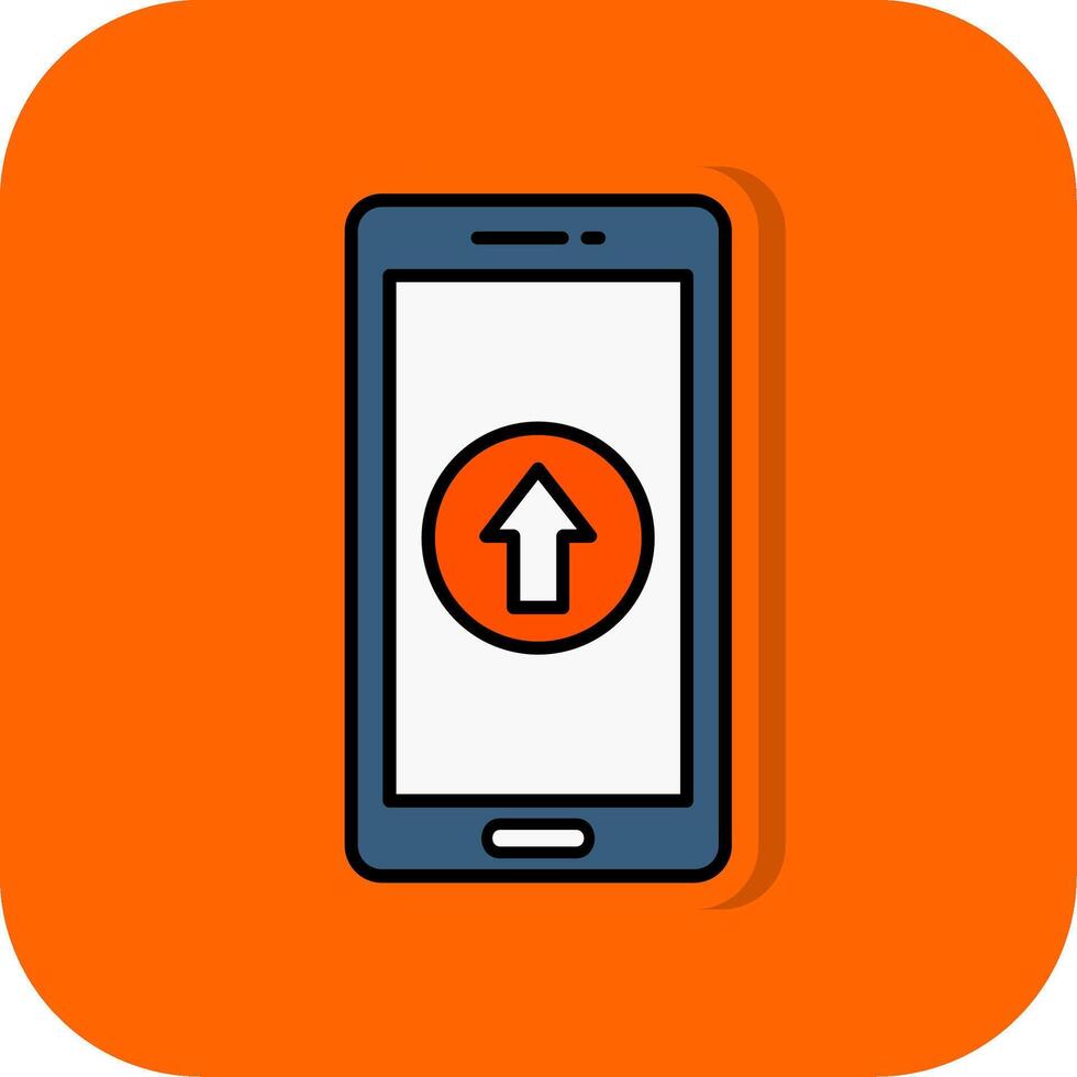 Upload Filled Orange background Icon vector