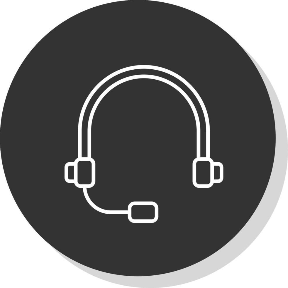 Headset Line Grey Circle Icon vector