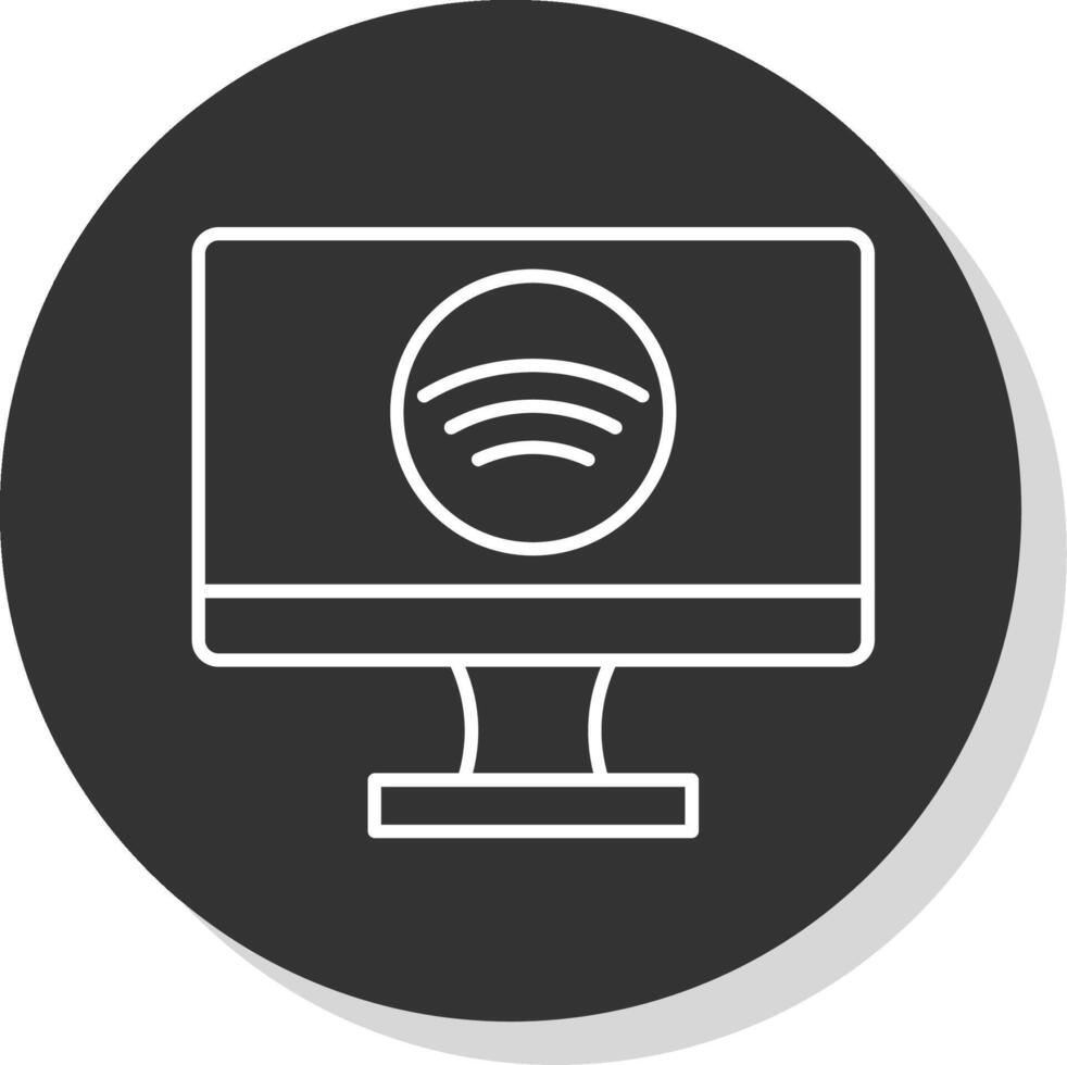 Smart Tv Line Grey Circle Icon vector