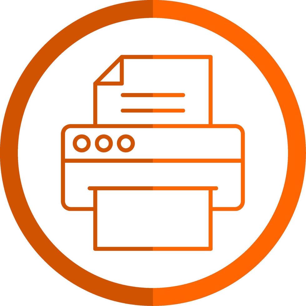 Printer Line Orange Circle Icon vector