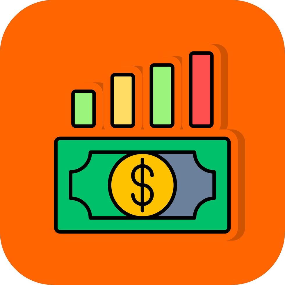 Money Growth Filled Orange background Icon vector