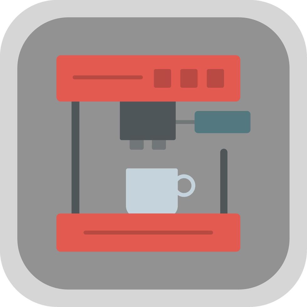 Coffee Machine Flat Round Corner Icon vector