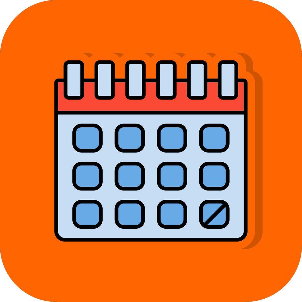 calendario lleno naranja antecedentes icono vector