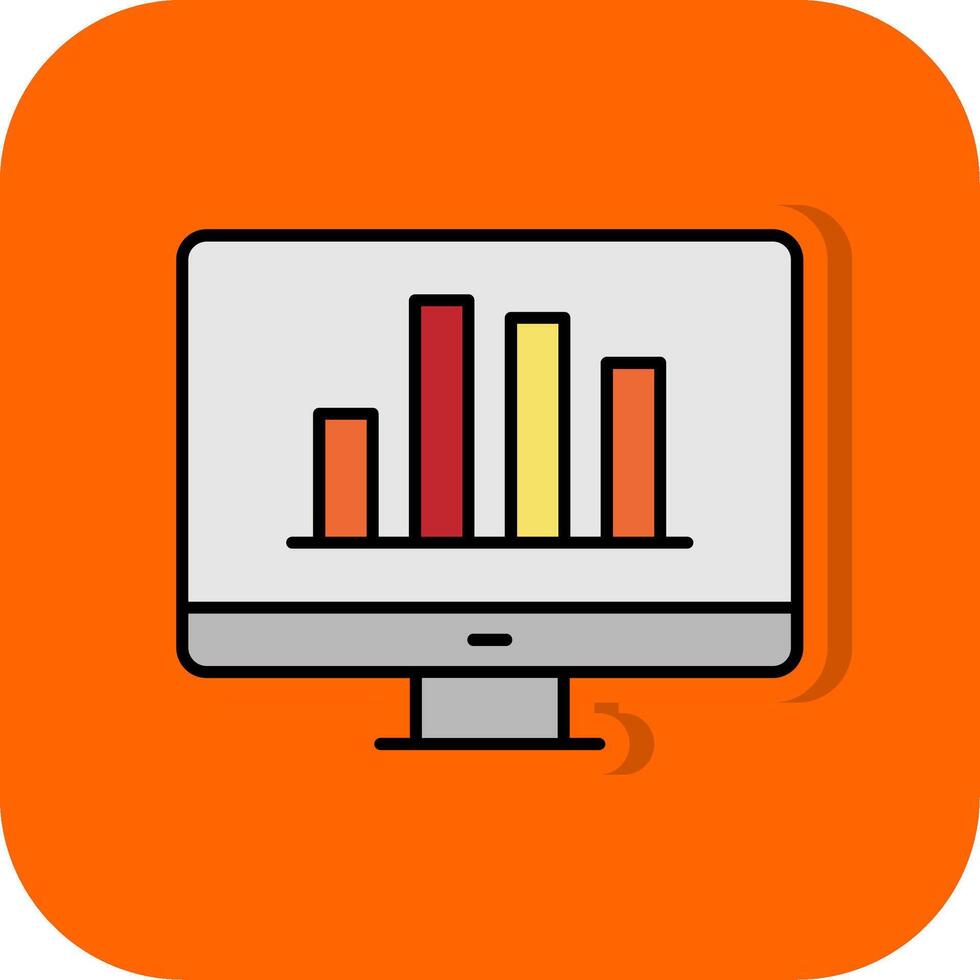 Online Bar Chart Filled Orange background Icon vector