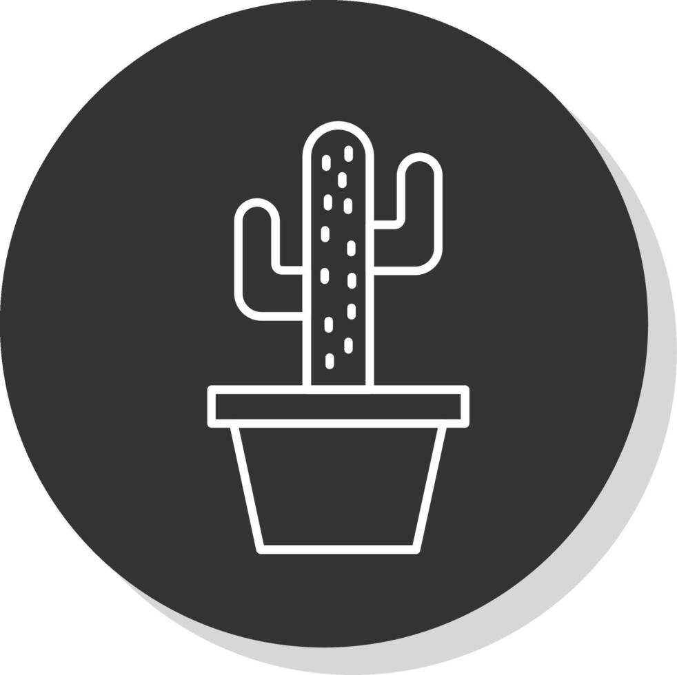 Cactus Line Grey Circle Icon vector