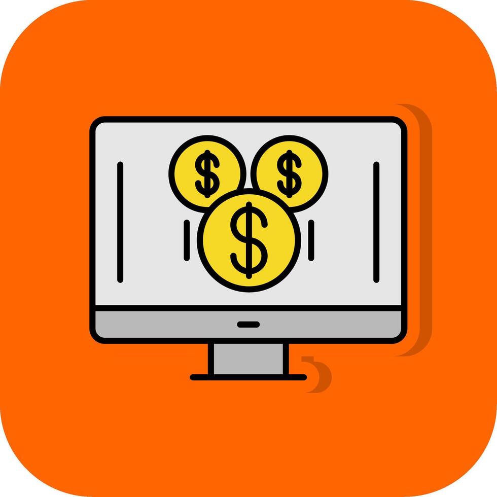 Coins Filled Orange background Icon vector