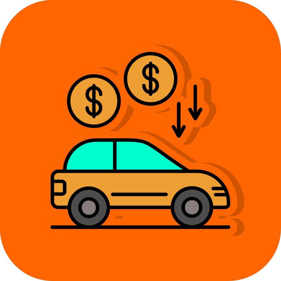 Car Loan Filled Orange background Icon vector