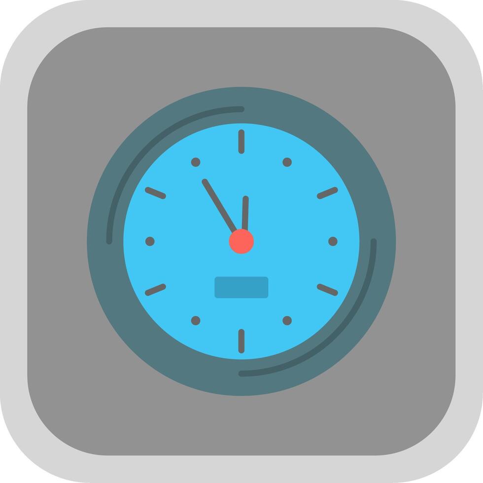 Wall Clock Flat Round Corner Icon vector