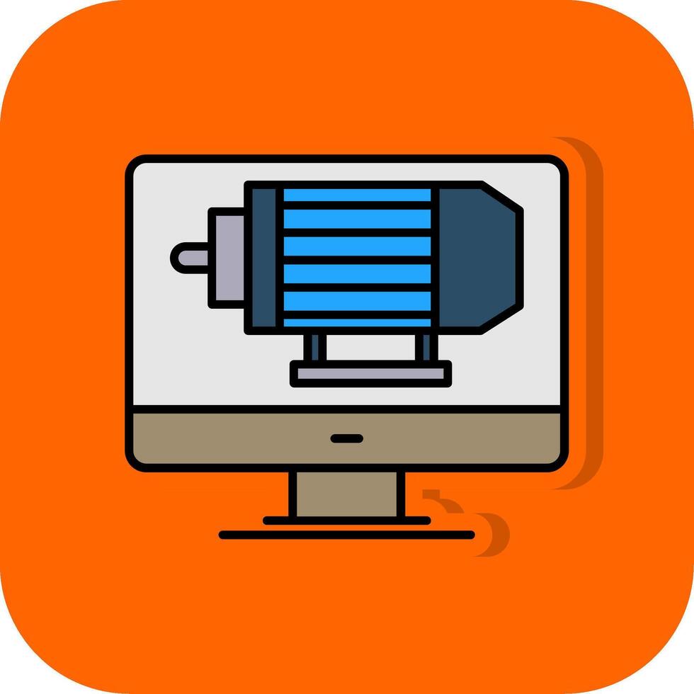Electric Motor Filled Orange background Icon vector