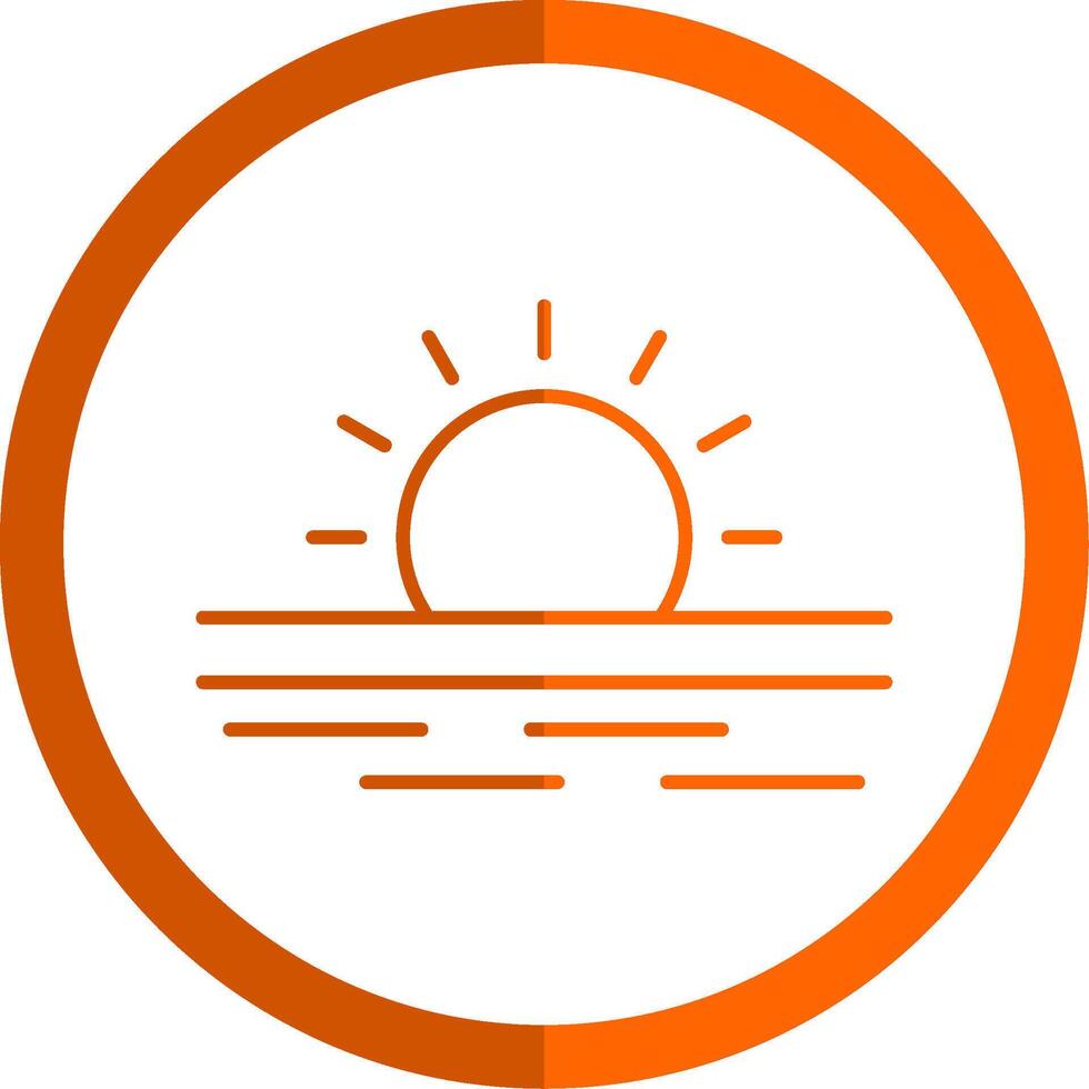 Ramadan Sunrise Line Orange Circle Icon vector