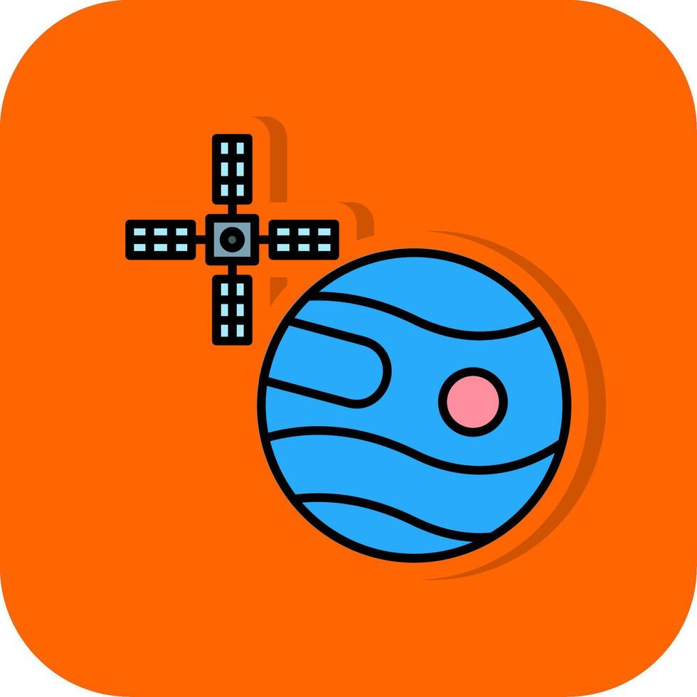Uranus With Satellite Filled Orange background Icon vector