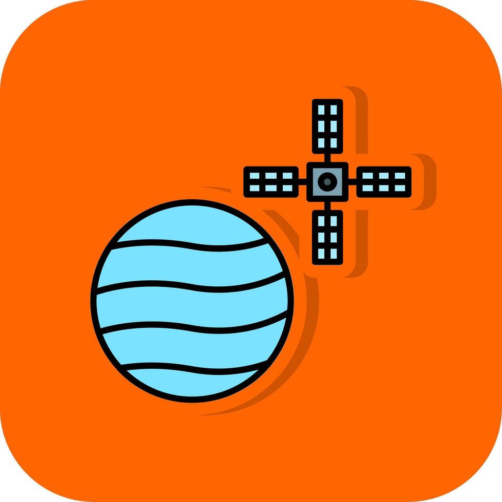 Venus With Satellite Filled Orange background Icon vector