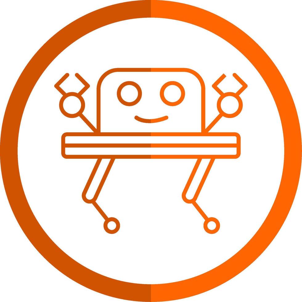 robótica línea naranja circulo icono vector