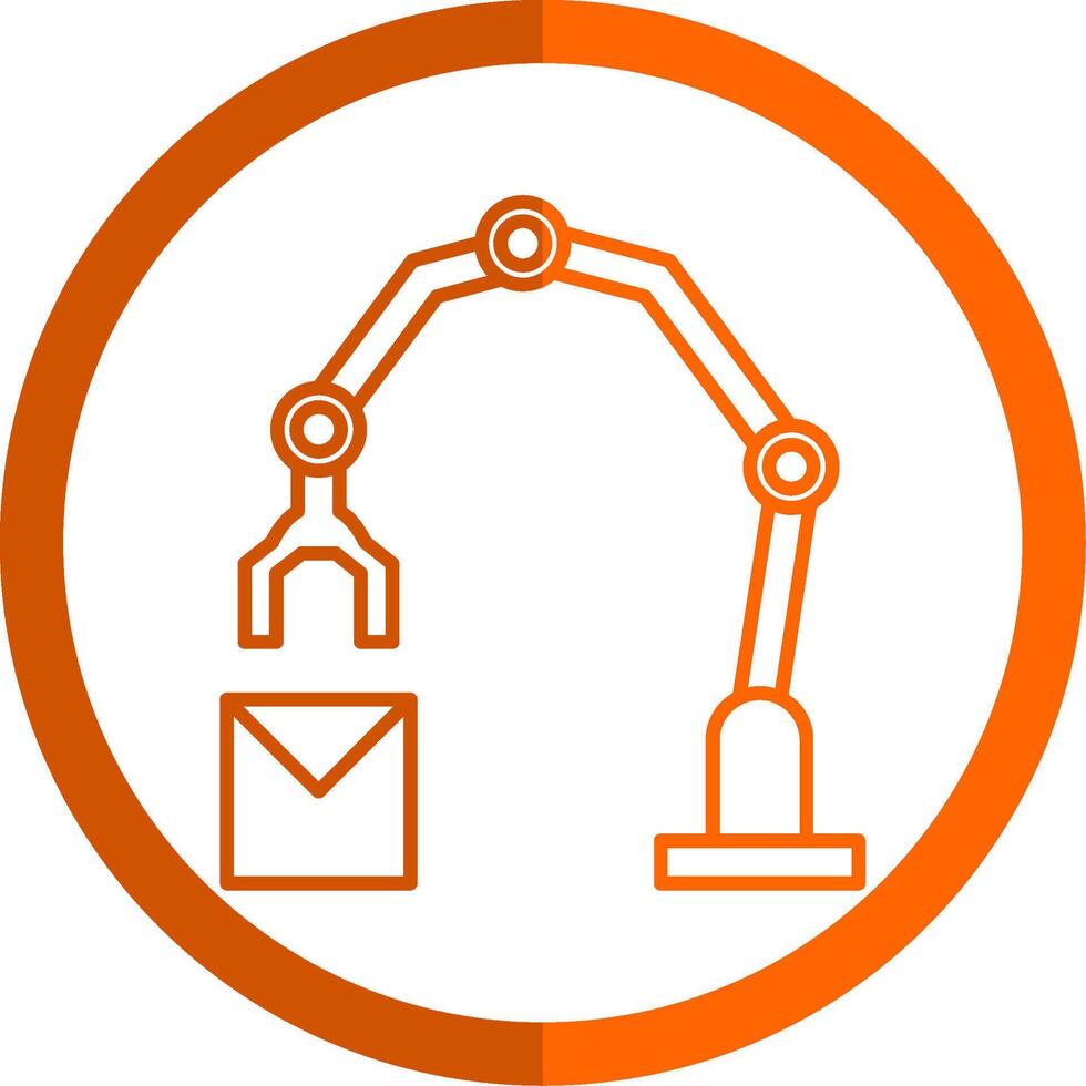 industrial robot línea naranja circulo icono vector