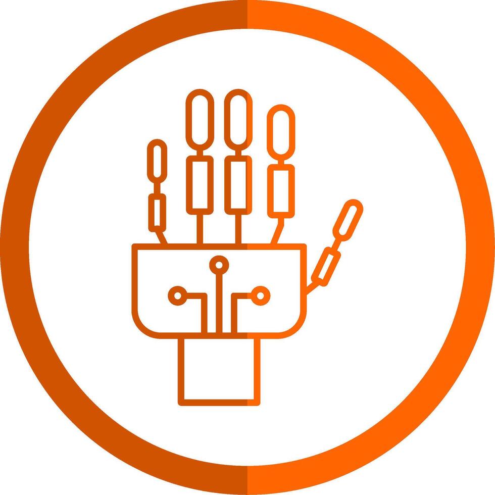 Robotics hand Line Orange Circle Icon vector