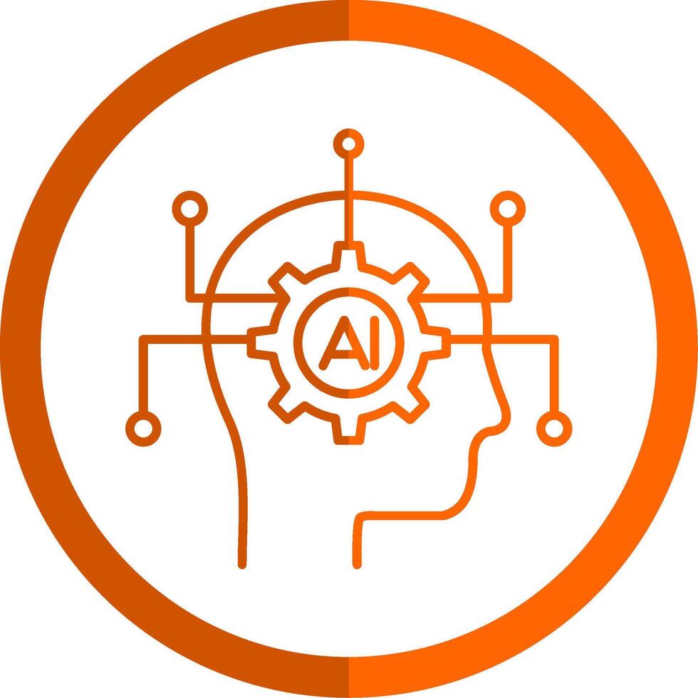 Artificial Intelligence Line Orange Circle Icon vector