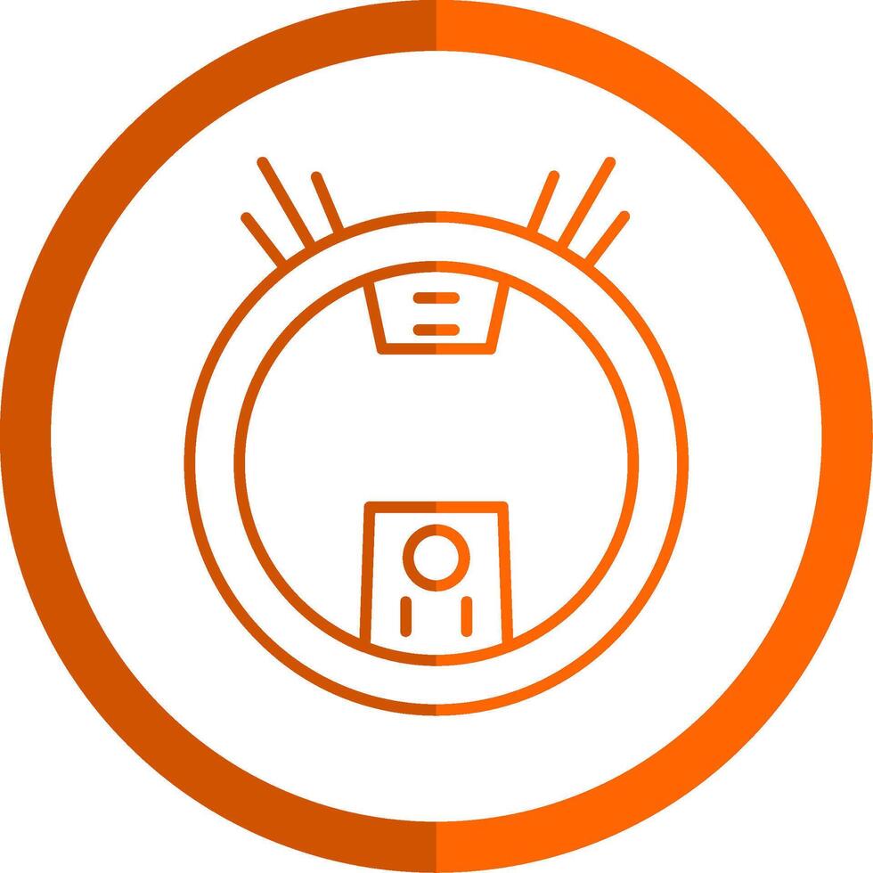 Robot Vacuum Line Orange Circle Icon vector