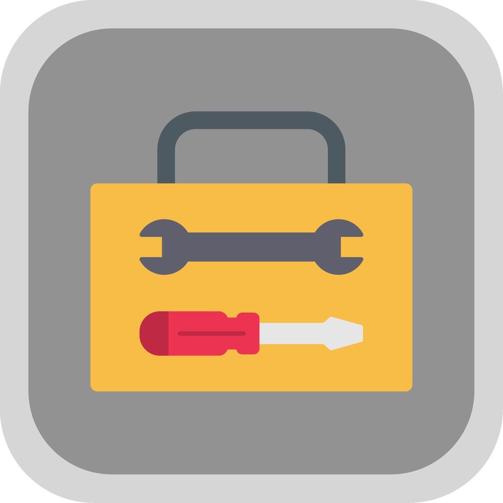 Tool Box Flat Round Corner Icon vector