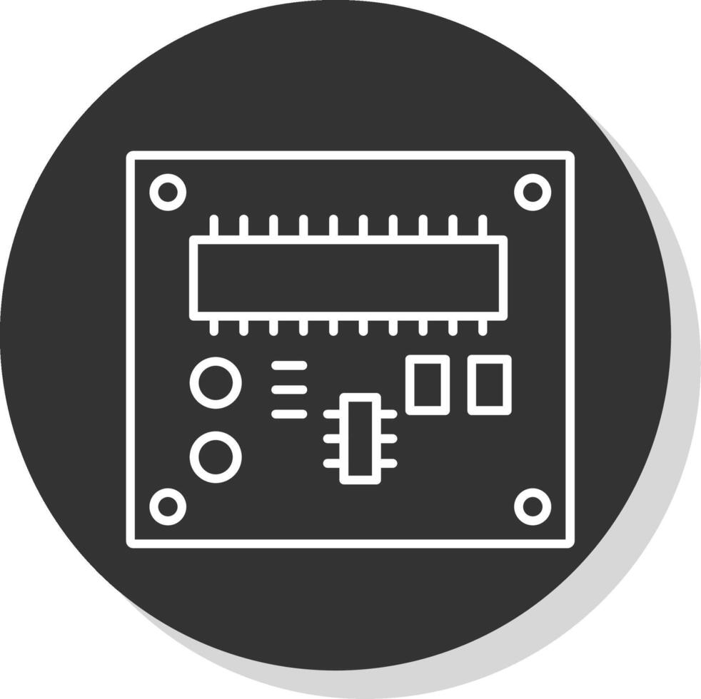 tarjeta de circuito impreso tablero línea gris circulo icono vector