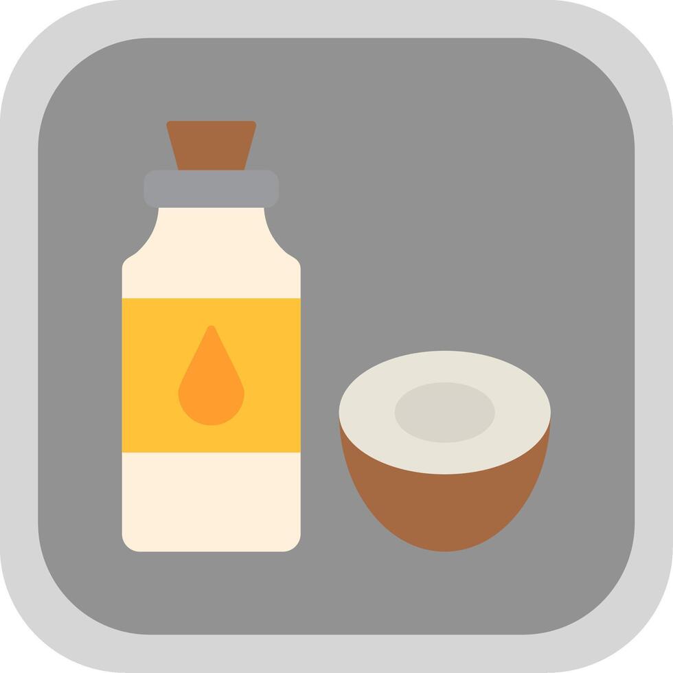 Coconut Oil Flat Round Corner Icon vector