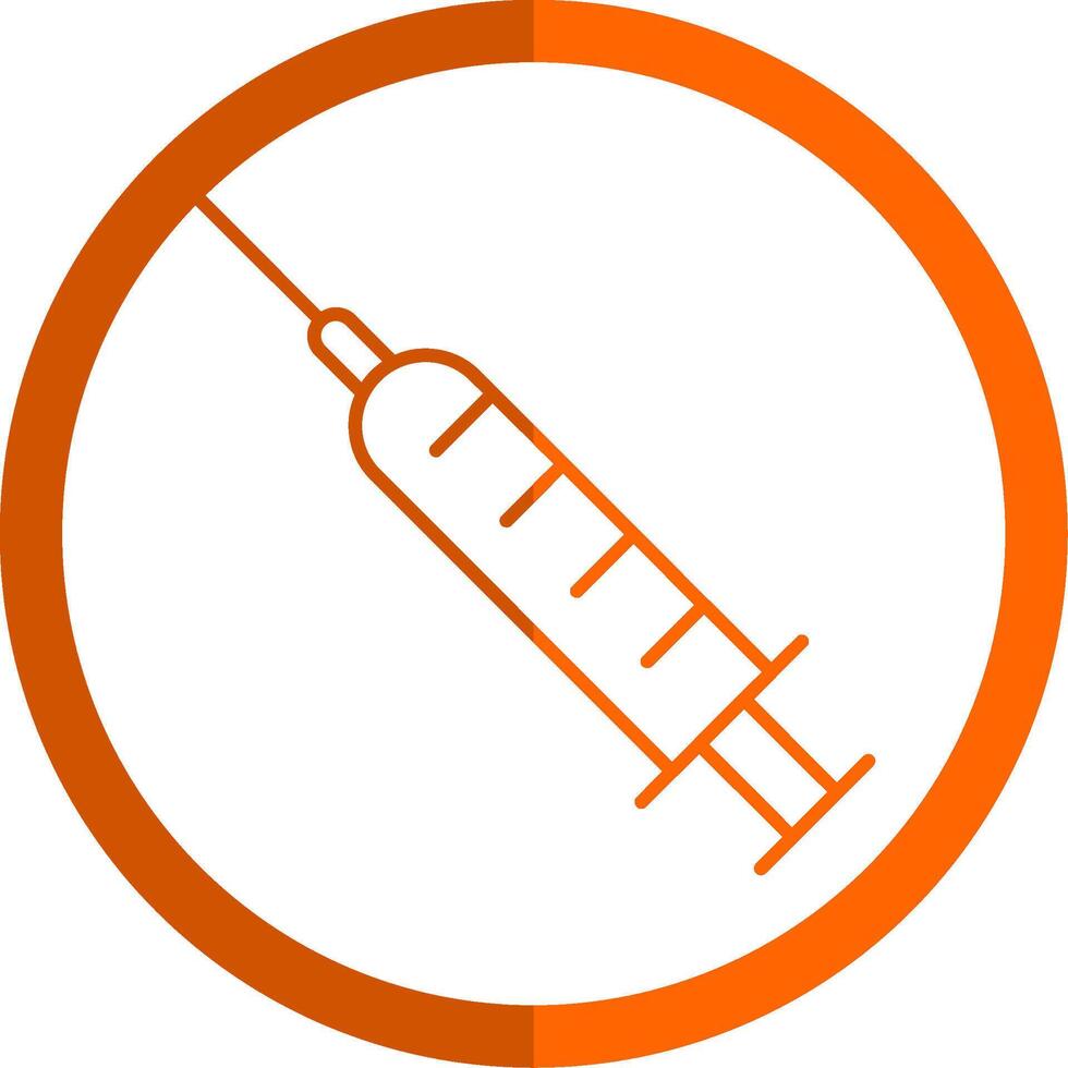jeringuilla línea naranja circulo icono vector