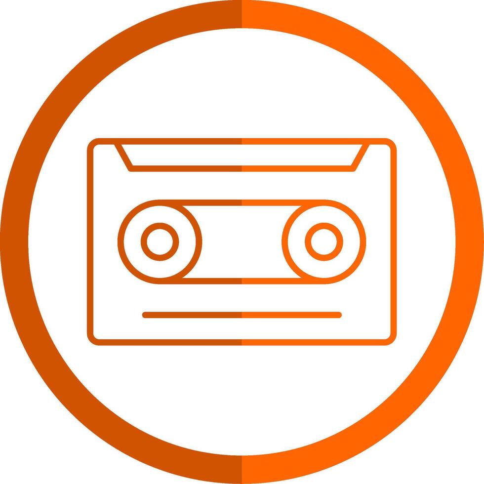 Cassette Line Orange Circle Icon vector