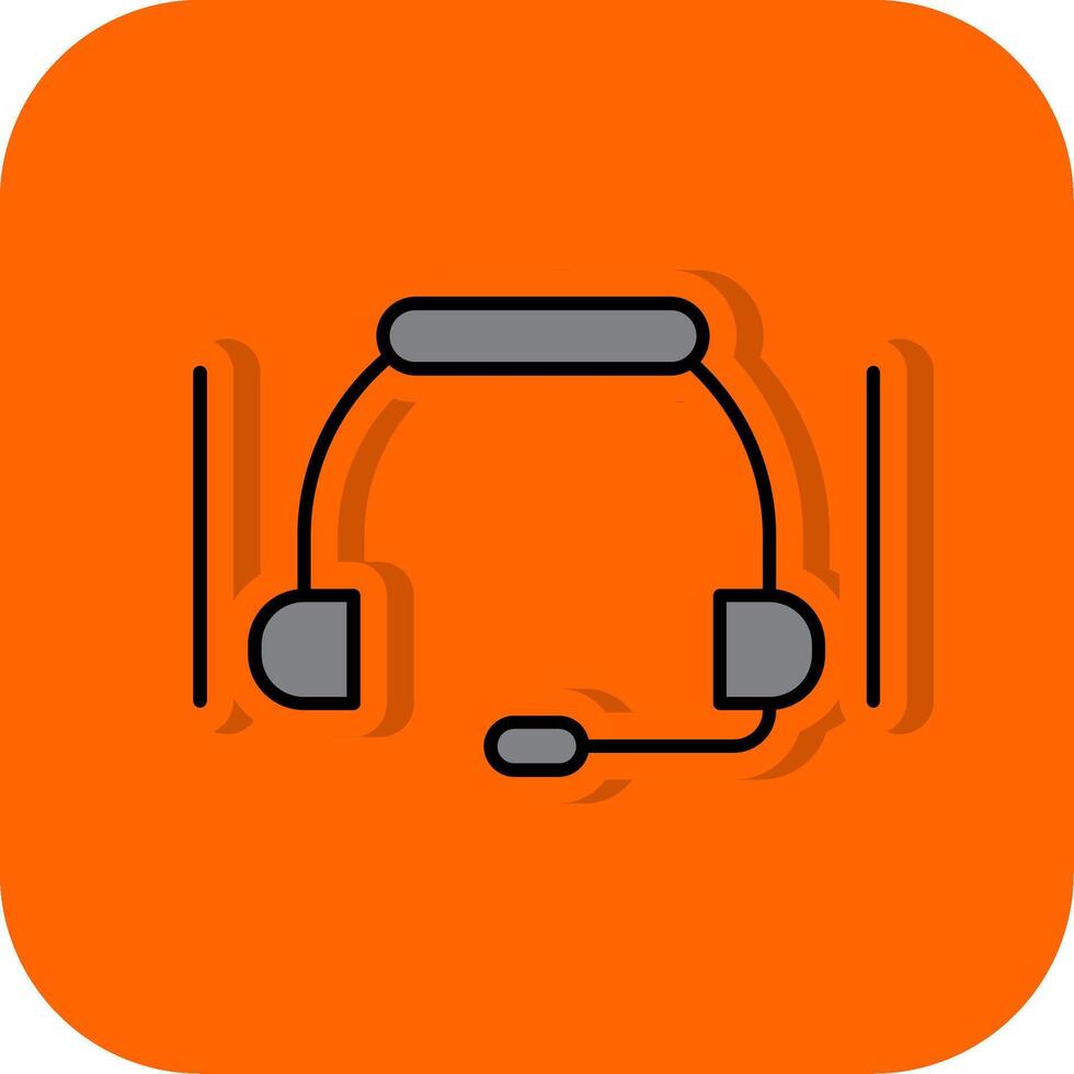 Headset Filled Orange background Icon vector