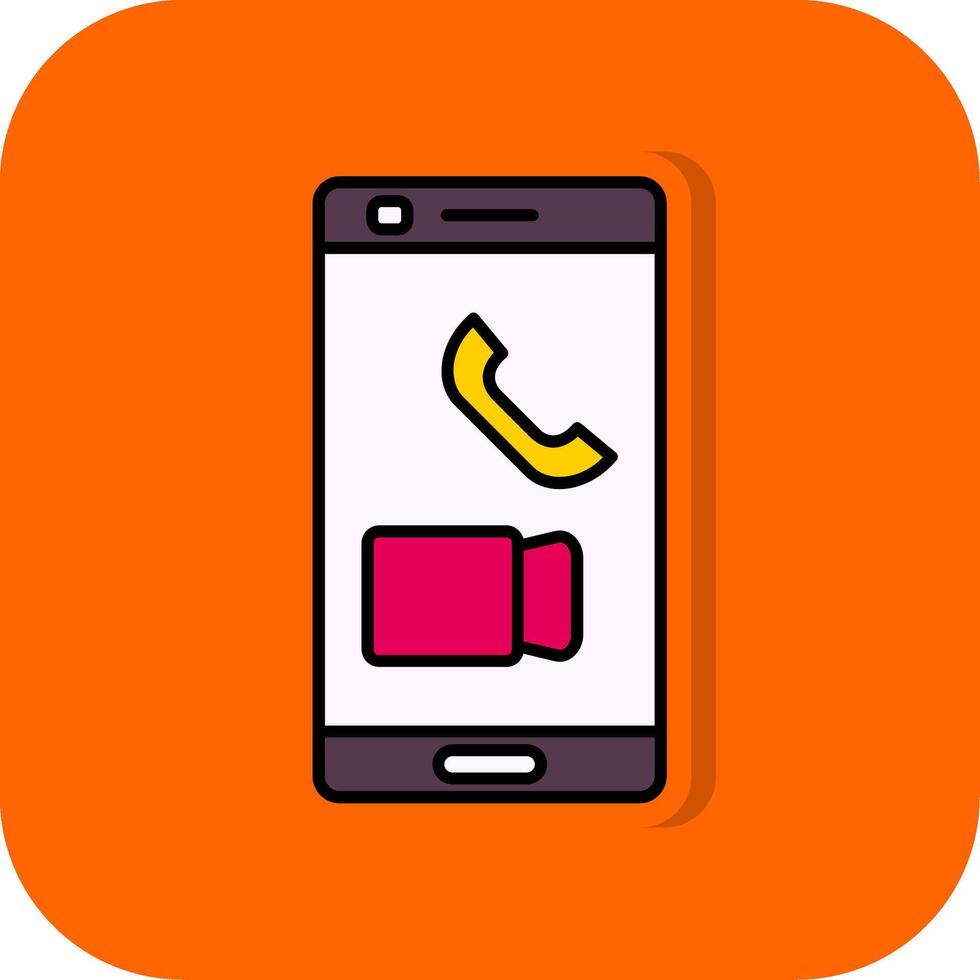 Call Filled Orange background Icon vector