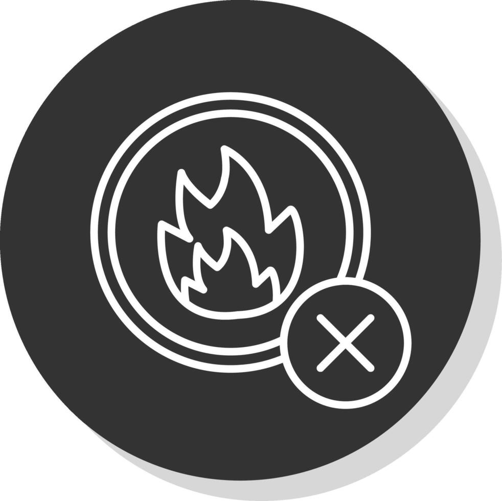No fuego línea gris circulo icono vector