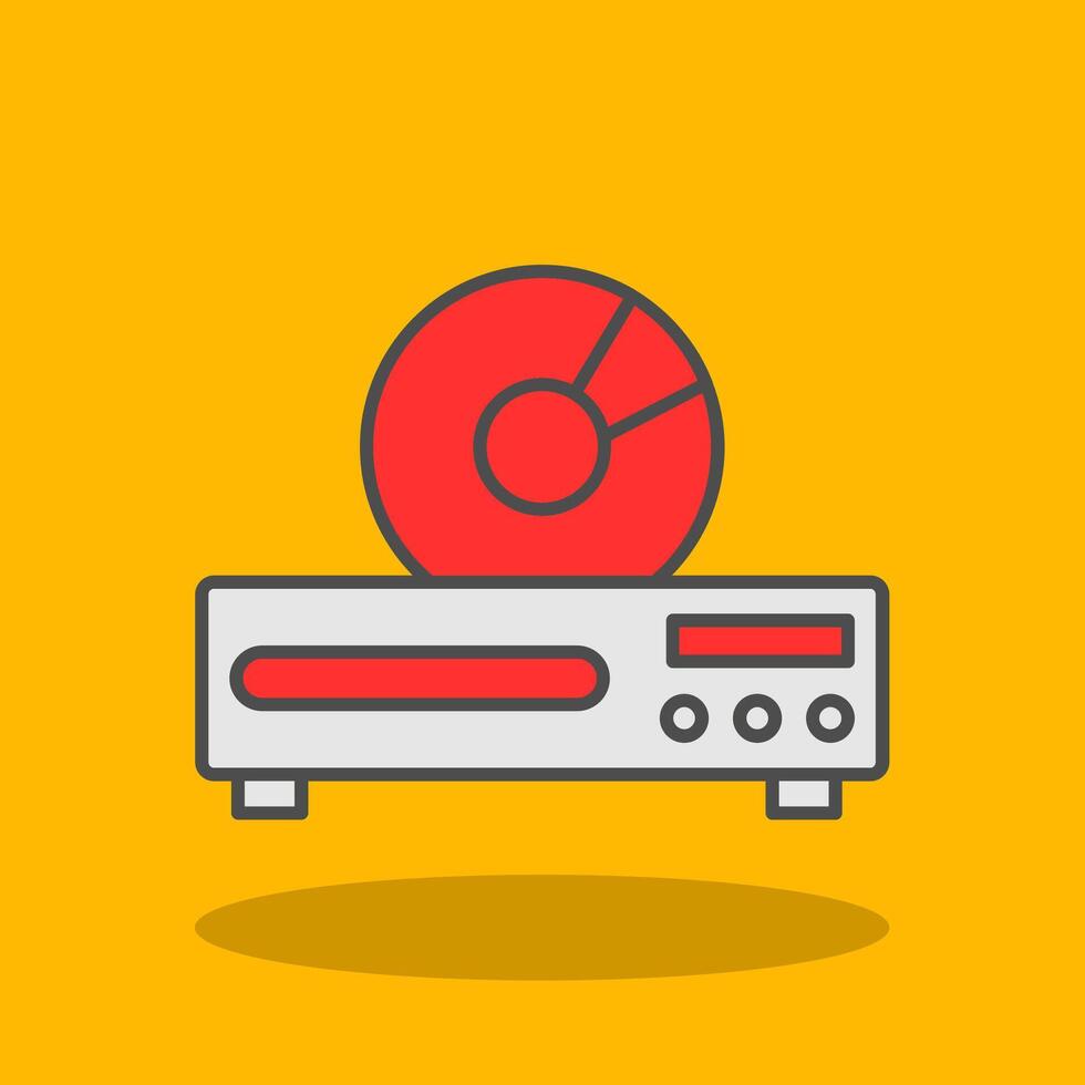 Dvd Player Filled Shadow Icon vector