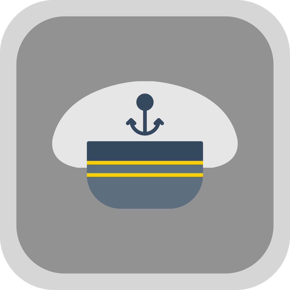 Captain Hat Flat Round Corner Icon vector