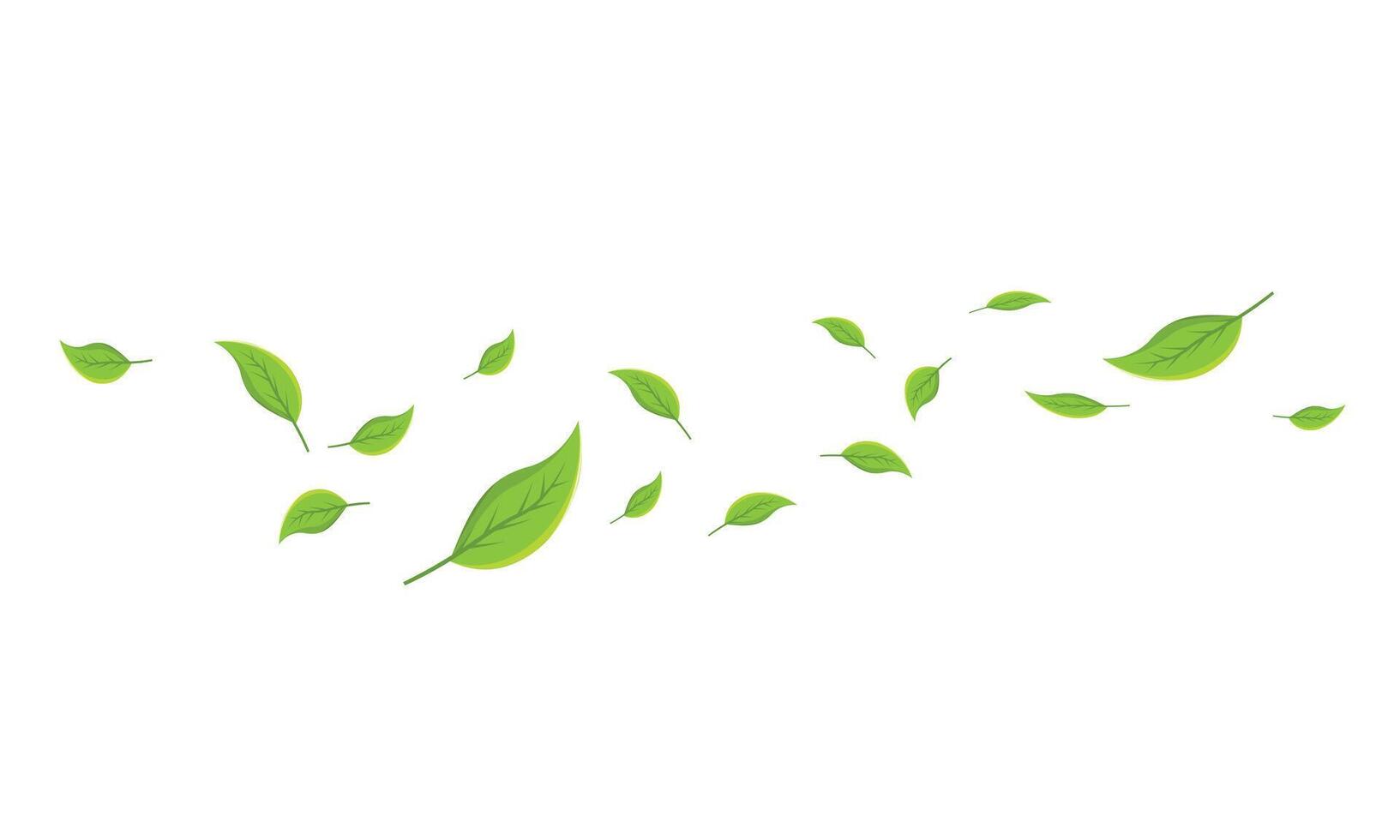 Fresh green leaves flying on wind vector