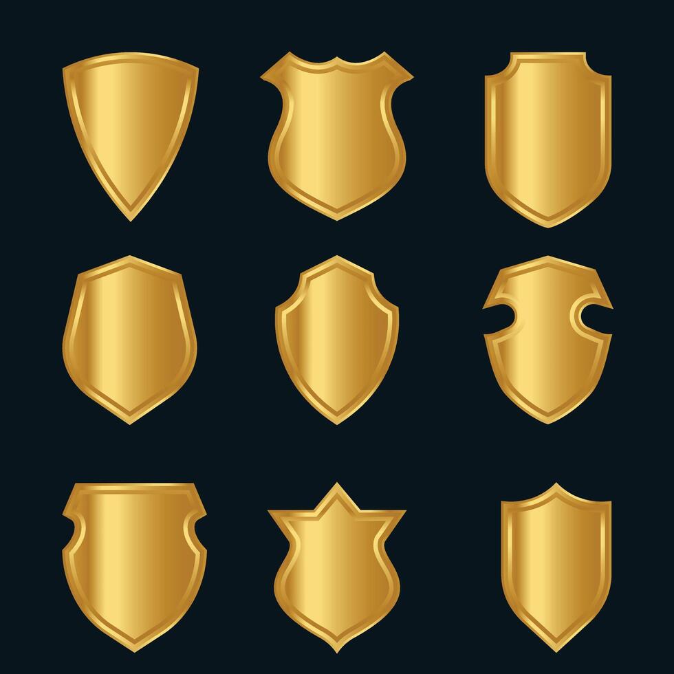 shield symbol or badge composed of nine gold colors vector