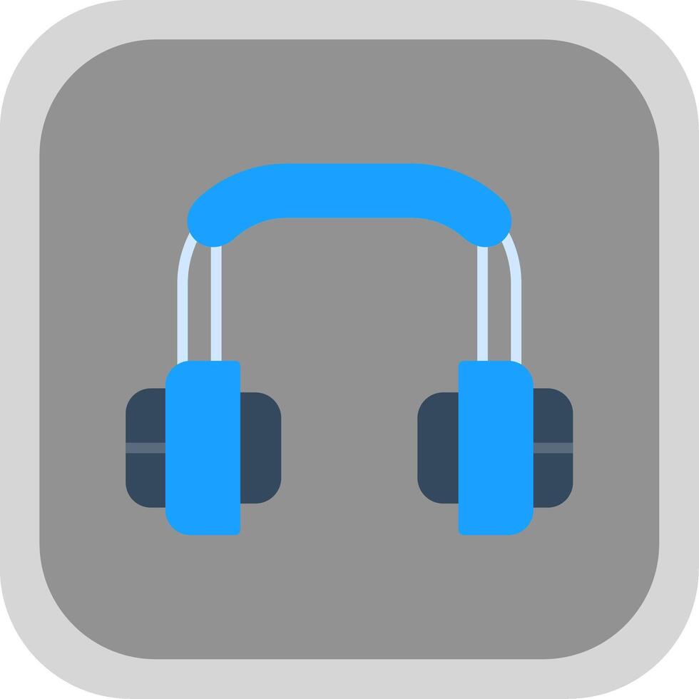 Earphone Flat Round Corner Icon vector