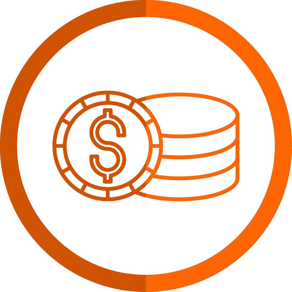 Coin Line Orange Circle Icon vector