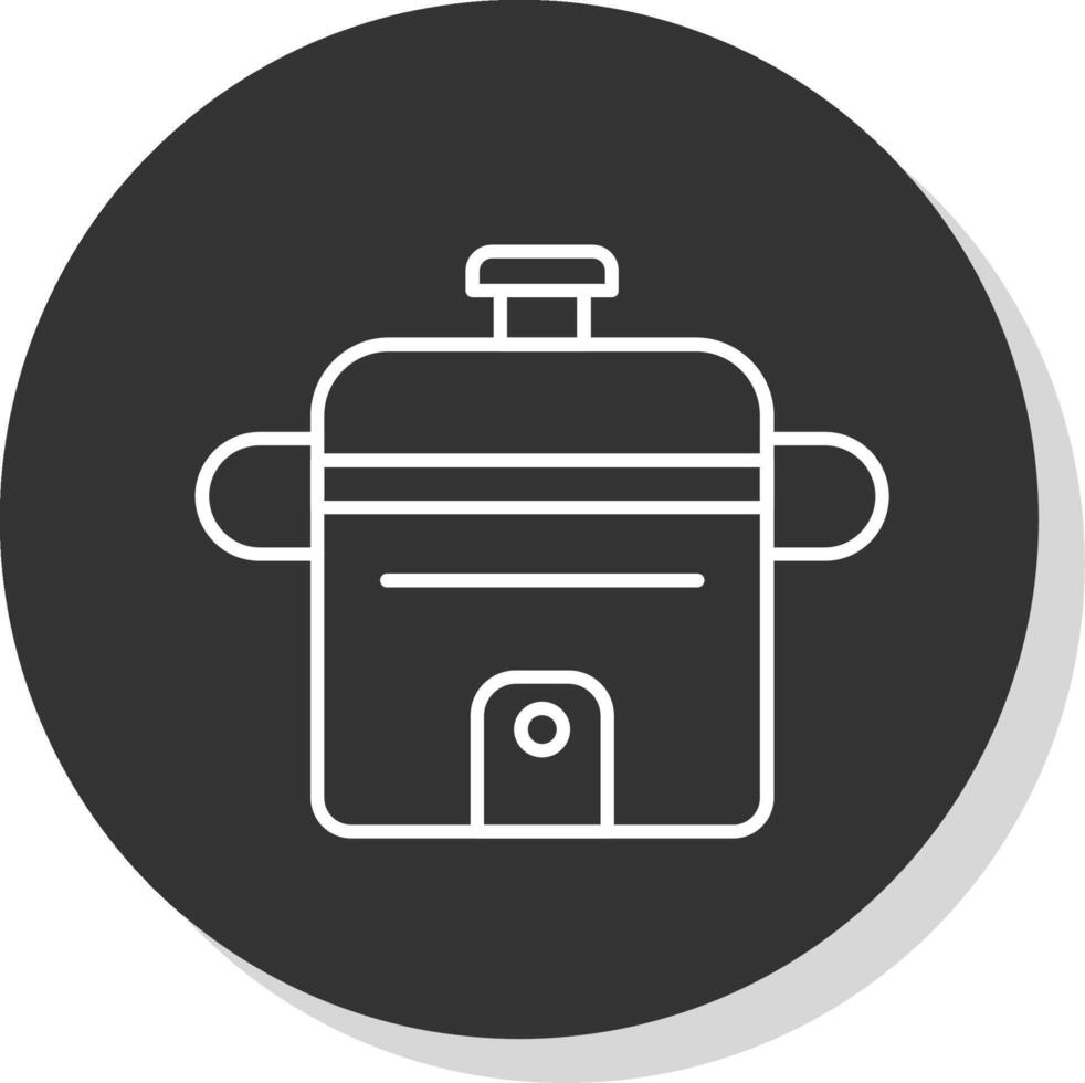 Rice Cooker Line Grey Circle Icon vector