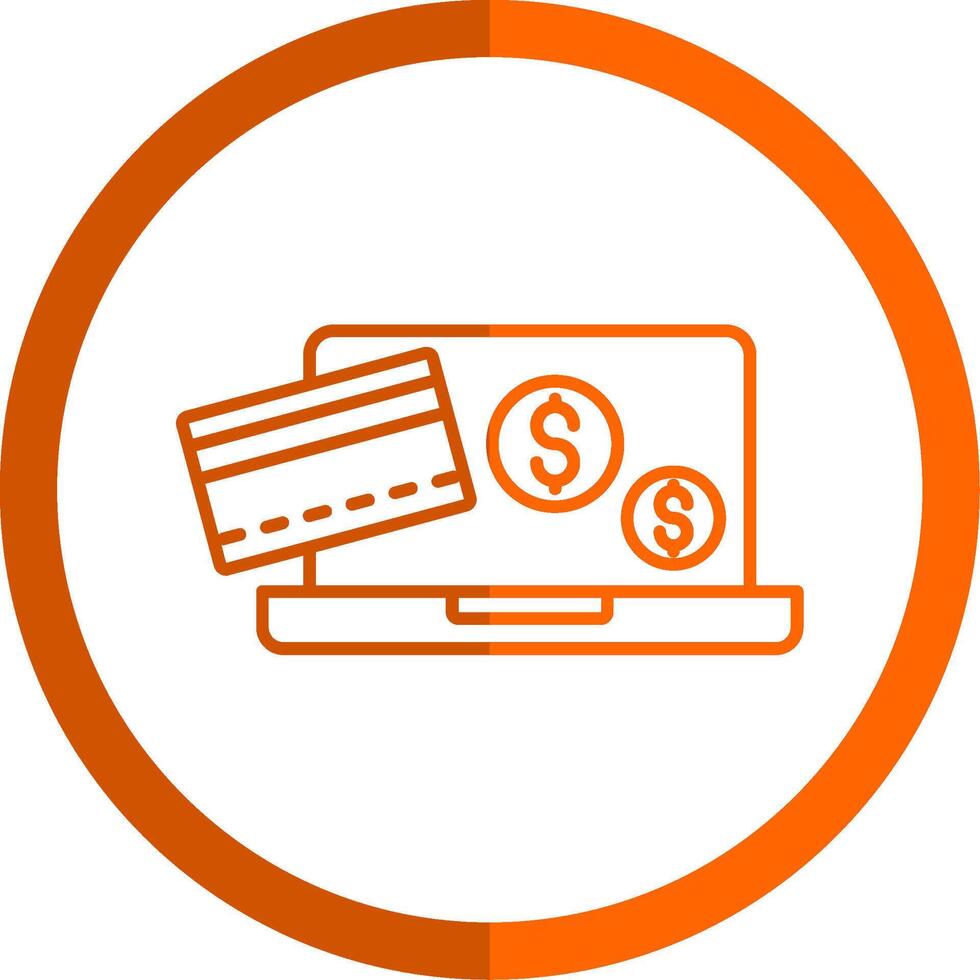 Paying Line Orange Circle Icon vector