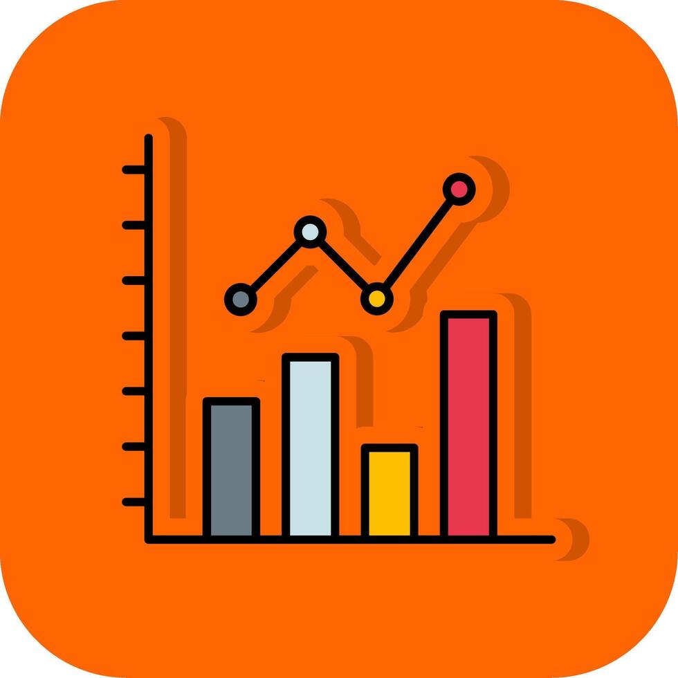 Bar Chart Filled Orange background Icon vector