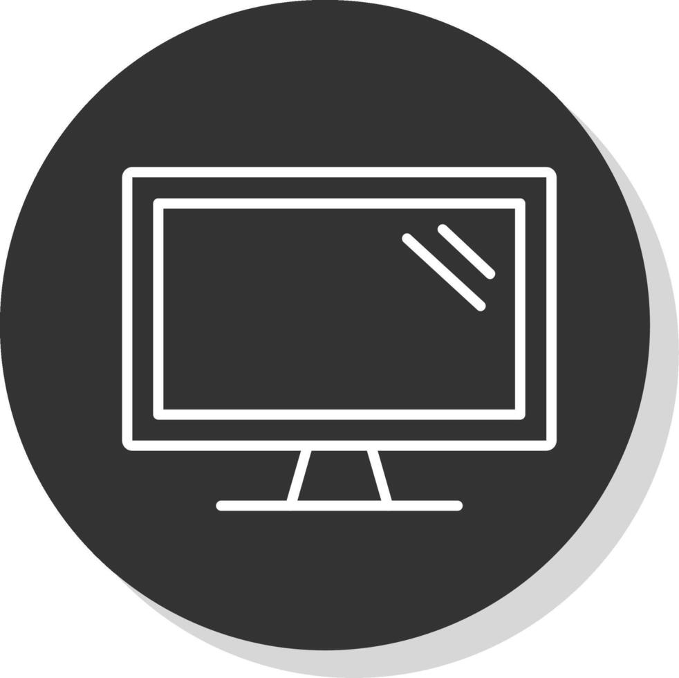 Computer Line Grey Circle Icon vector