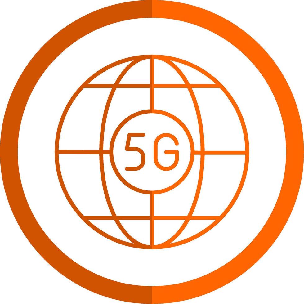 Global Line Orange Circle Icon vector