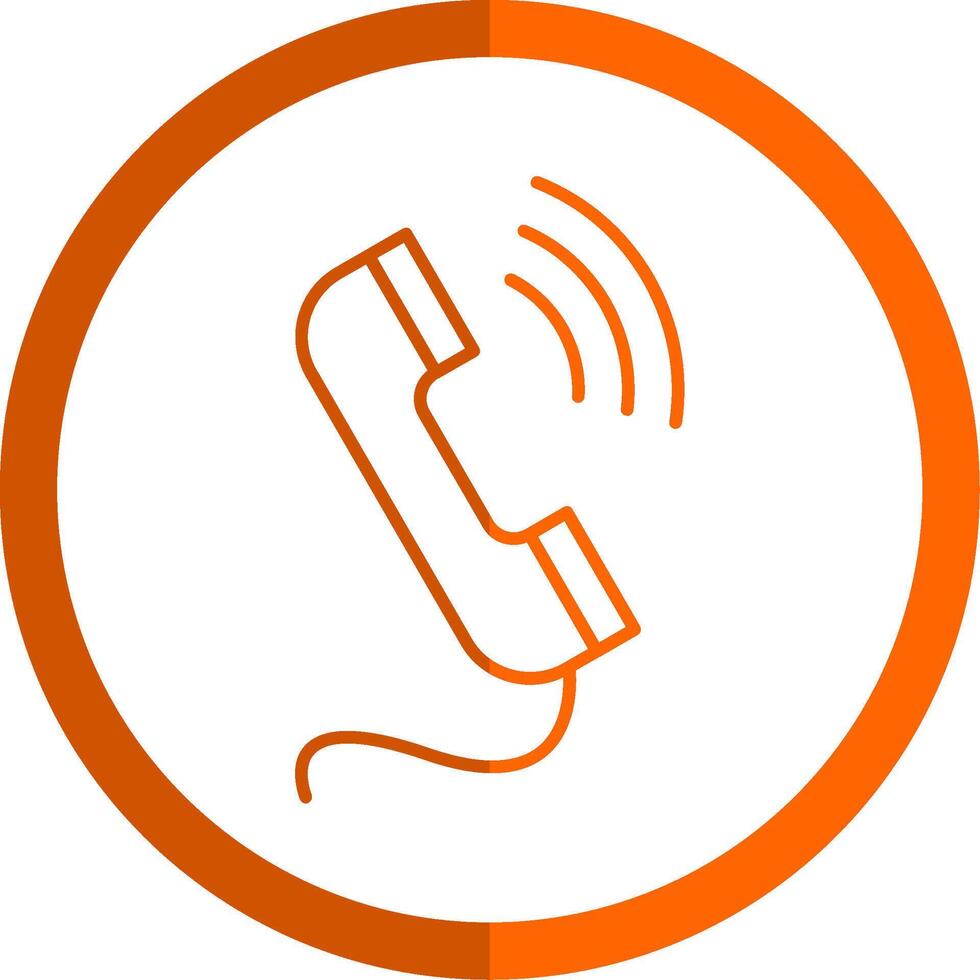 Phone Call Line Orange Circle Icon vector