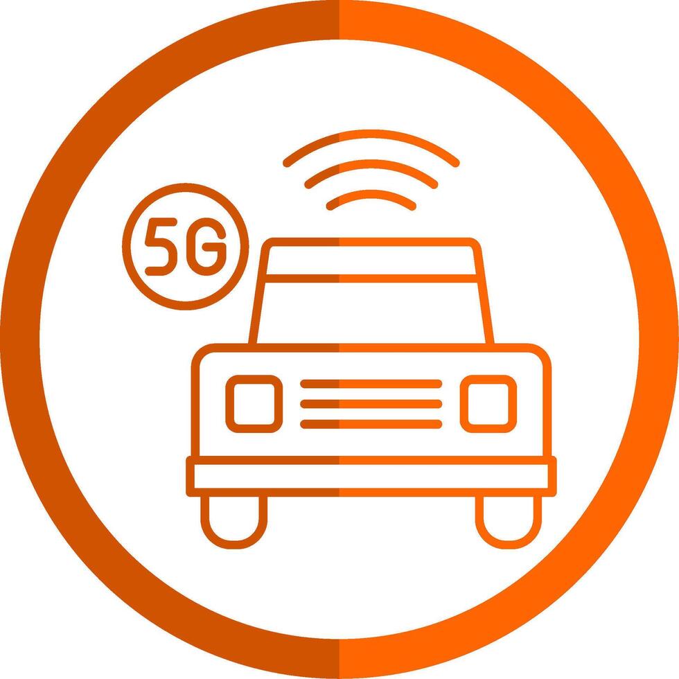 Smart Car Line Orange Circle Icon vector